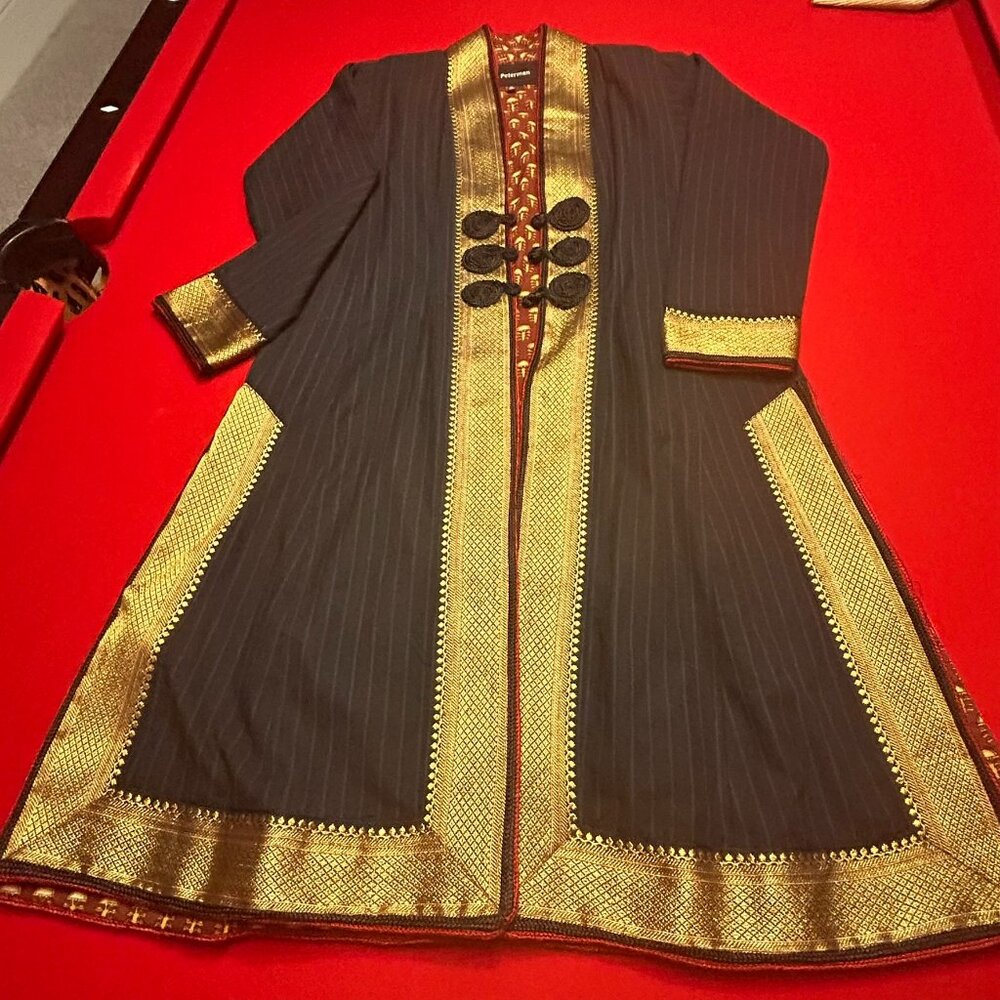 J. Peterman Gold Brocade Three-Quarter Length Evening Coat – Size 10